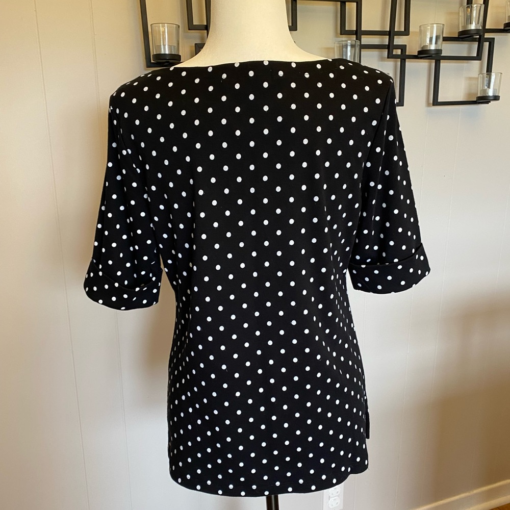 Karen Scott black and white polka dot top - Picture 3 of 4